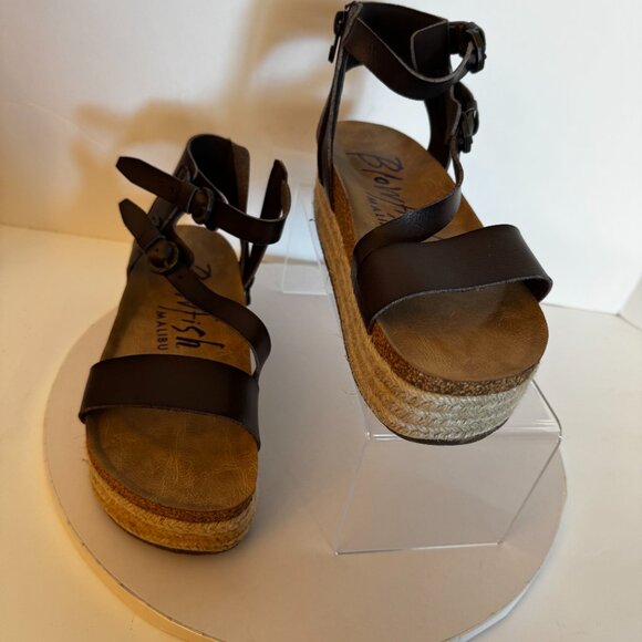 Blowfish Malibu Tanna Platform Strap Wedge Sandal Women Size 8 Brown - Picture 5 of 16